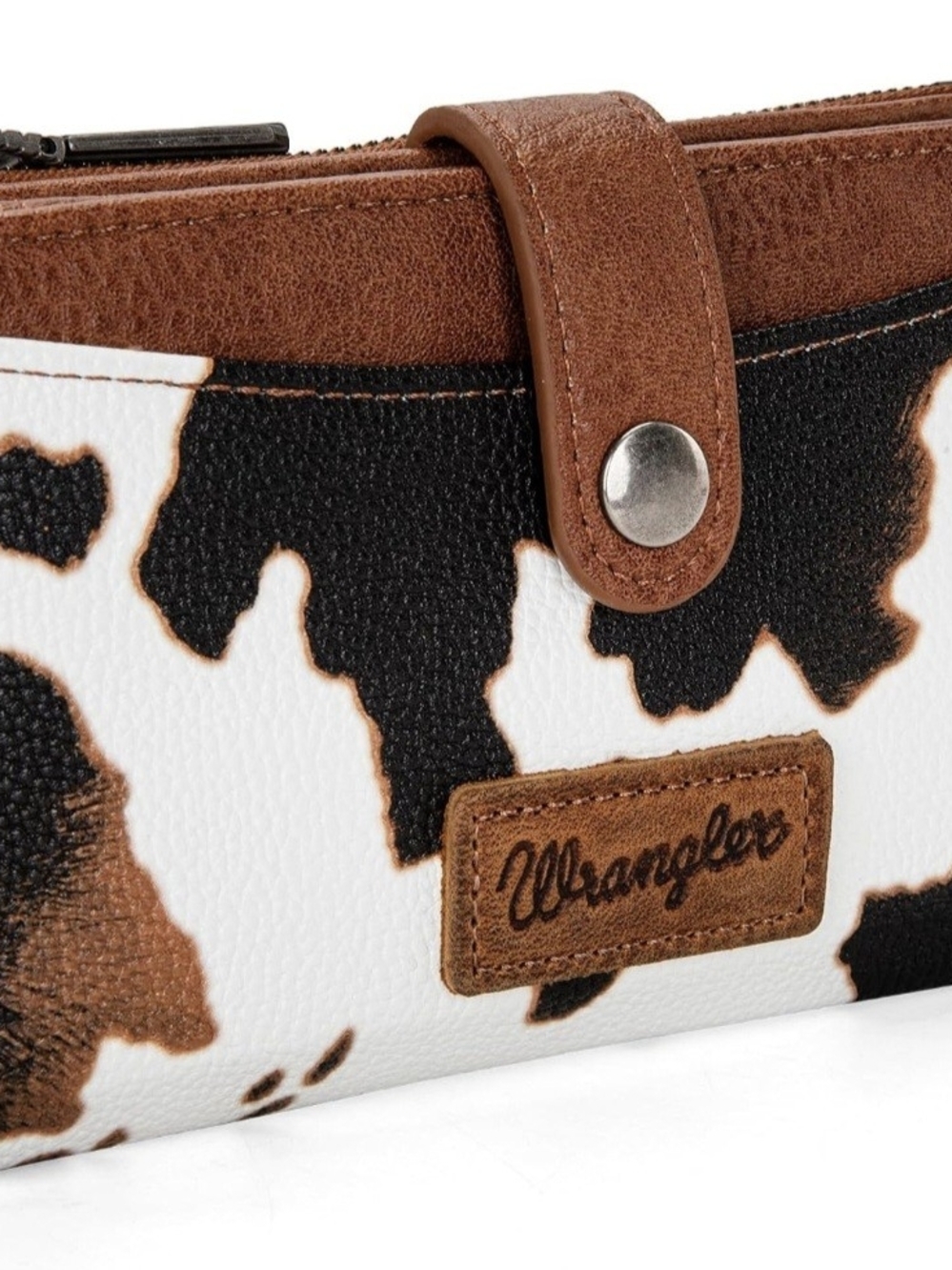 Wrangler Brown Black and White Cowhide Print Women's Wallet